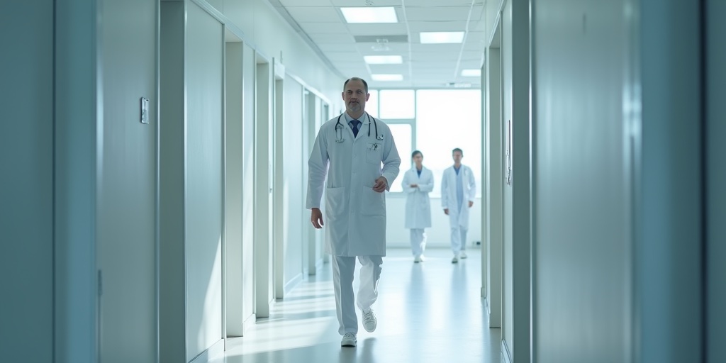 Doctor Walking in a Hospital Corridor